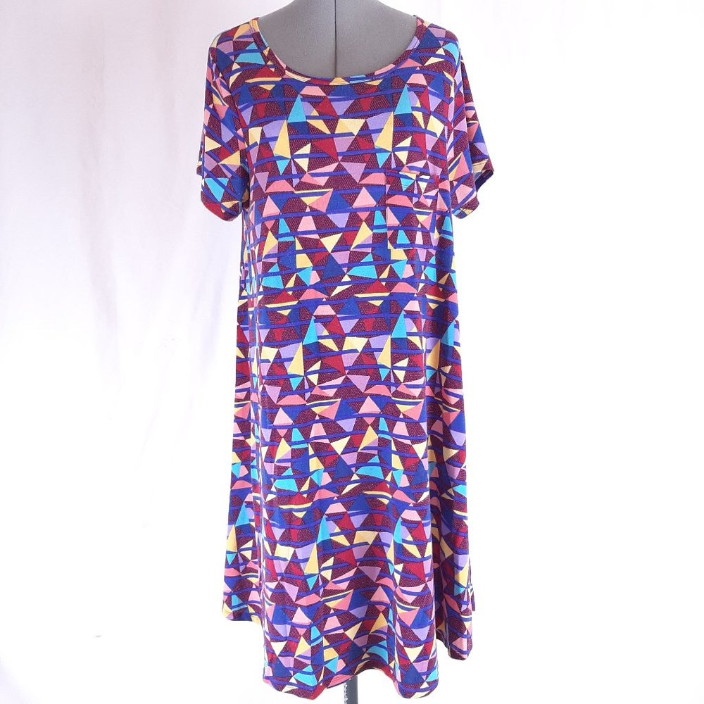 LuLaRoe Women's Slip Dress Large Midi Colorful Geo